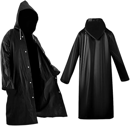2 Pack Black Raincoat Portable Ponchos 
