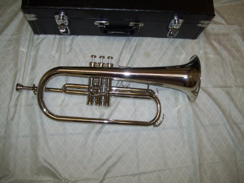 Flugelhorn with case and mouthpiece, silver