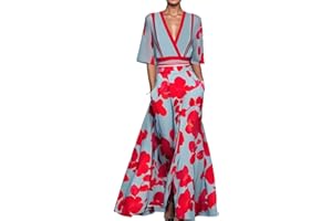 DEPENSL Womens Spring Floral Printed Maxi Dress 2025 Elegant V Neck Belted Summer Wedding Prom Cocktail Beach Dresses