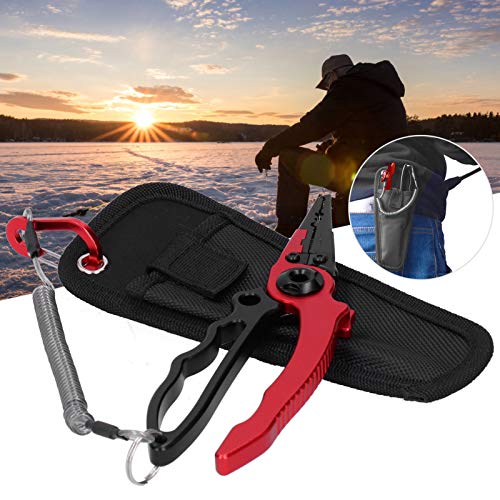 Angelzange Angelköder Zange Selbstsichernde Angelzange Hakenentferner Braid Line Cutting und Split Rings Tool(rot) – Bild 7