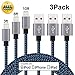 Cablex iPhone Charger, 3Pack 3FT 6FT 10FT Lightning Cable Nylon Braided 8 Pin USB Cord Compatible with iPhone 7 7 Plus 6 6s 6 plus 6s plus, iPhone 5 5s 5c, iPad, iPod and More(Blue)