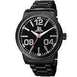 Joshua & Sons Men's JS82BK Dark Gray Quartz Watch With Black Dial and Dark Gray Bracelet