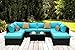 Rattaner Patio Furniture Set 4 PCS Outdoor Furniture Sets Patio Couch Outdoor Chairs Storage Dining Table Glass No-slip Cushions Waterproof Covers, Royal Blue