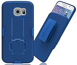 Galaxy S6 Case: Stalion Secure Shell & Belt Clip Holster Combo with Kickstand (Cyan Blue) 180° Degree Rotating Locking Swivel + TPU Shockproof Protection