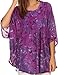 Sakkas Cleeo Long Wide Tie Dye Lace Embroidered Sequin Poncho Blouse Top Cover Up