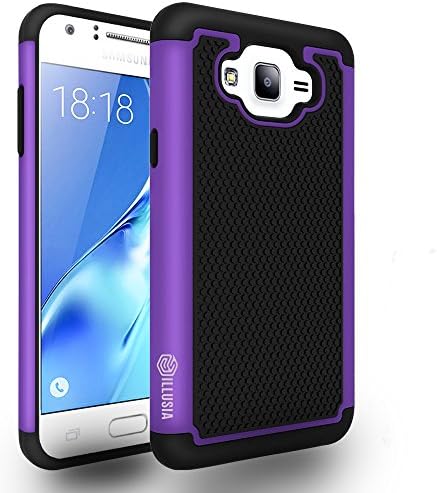 Galaxy J7 Case, ILLUSIA [Drop Protection] Protective Case- Hybrid Dual Layer Rubber Plastic Impact Defender Rugged Slim Hard Case Cover Shell for Samsung Galaxy J7 (2016), (rugged Purpule)