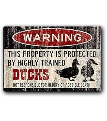 Vintage 'Duck Crossing' Metal Wall Sign - 4x16 Inch Retro Farmhouse Decor, Outdoor & Indoor, Perfect Gift For Duck Lovers