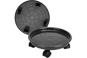 AWXYZ 2 Pack Plant Caddy With Wheels,Plant Rollers With Wheels, Round Potted Rolling Plant Stands With Wheels Heavy Duty Flower Pot Rack on Rollers Dolly Trolley Saucer Tray Pallet Plant Dolly (12inch, Black)