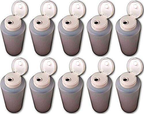Earth's Essentials Ten Pack of Refillable 12 Oz. Squeeze Bottles with Large Opening Flip Caps-Great for Condiments, Sauces Or Crafts