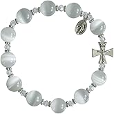 Cats Eye White 10mm Rosary Bracelet