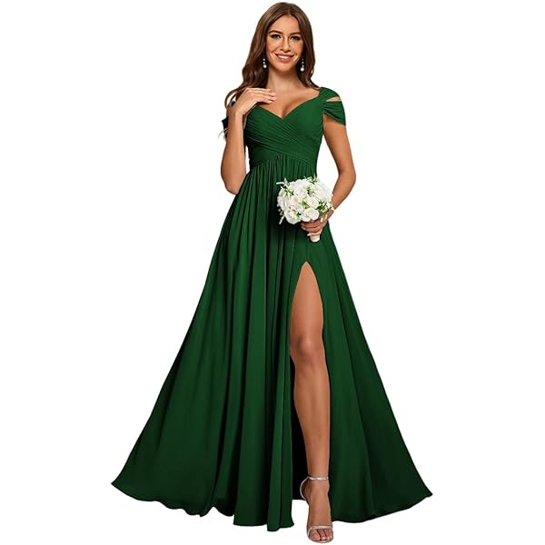 Amazon.com: Plus Size Off Shoulder Long Split A Line Prom Evening Dress  Emerald Green 16W : Clothing, Shoes & Jewelry