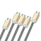 iSeeker Premium Micro USB Cables, [5-pack] Nylon Charging Cord, aluminum connector Data Cables(1ft, 3.3ft, 6.6ft) for Android Smart phone, Samsung, Blackberry, HTC, Sony, Nokia (black)
