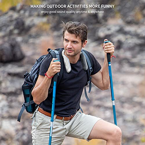 ENUOSUMA Neckband Bluetooth Speakers, Wireless Wearable Speaker with True 3D Stereo Sound, Lightweight and Portable, Great for Home & Outdoor, BS25, White