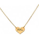 HotMixCold Initial Heart Charm Necklace, Heart Pendant Necklace, Personalized Mothers Necklace, Minimalist Couples Jewelry