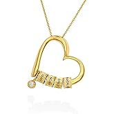 MyNameNecklace Personalized Charming Heart Necklace with Engraved Beads - Dainty Gift for Mom, Grandma, Her, Women - Custom Jewelry for Christmas
