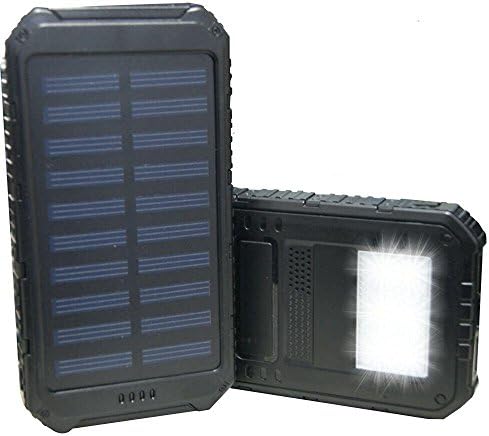 POLEND Multi-function Solar Power Bank,[10000mAh 6 LED Flashlight]Solar Charger Portable Dual USB Solar Power Bank Charged for iPhone, Samsung,iPad,Tablet PC and USB Devices (Black+Black)