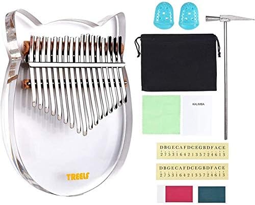 Iycorish 17 Key Kalimba Acrylic Thumb Piano 17 Keys Mbira Transparent Musical Keyboard Instrument with Tuner Hammer