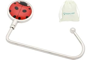 ROFLYER Purse Hook Hanger for Table Bar Long Handbag Hanger Bag Hanger with Velvet Pouch (Red Beetle)