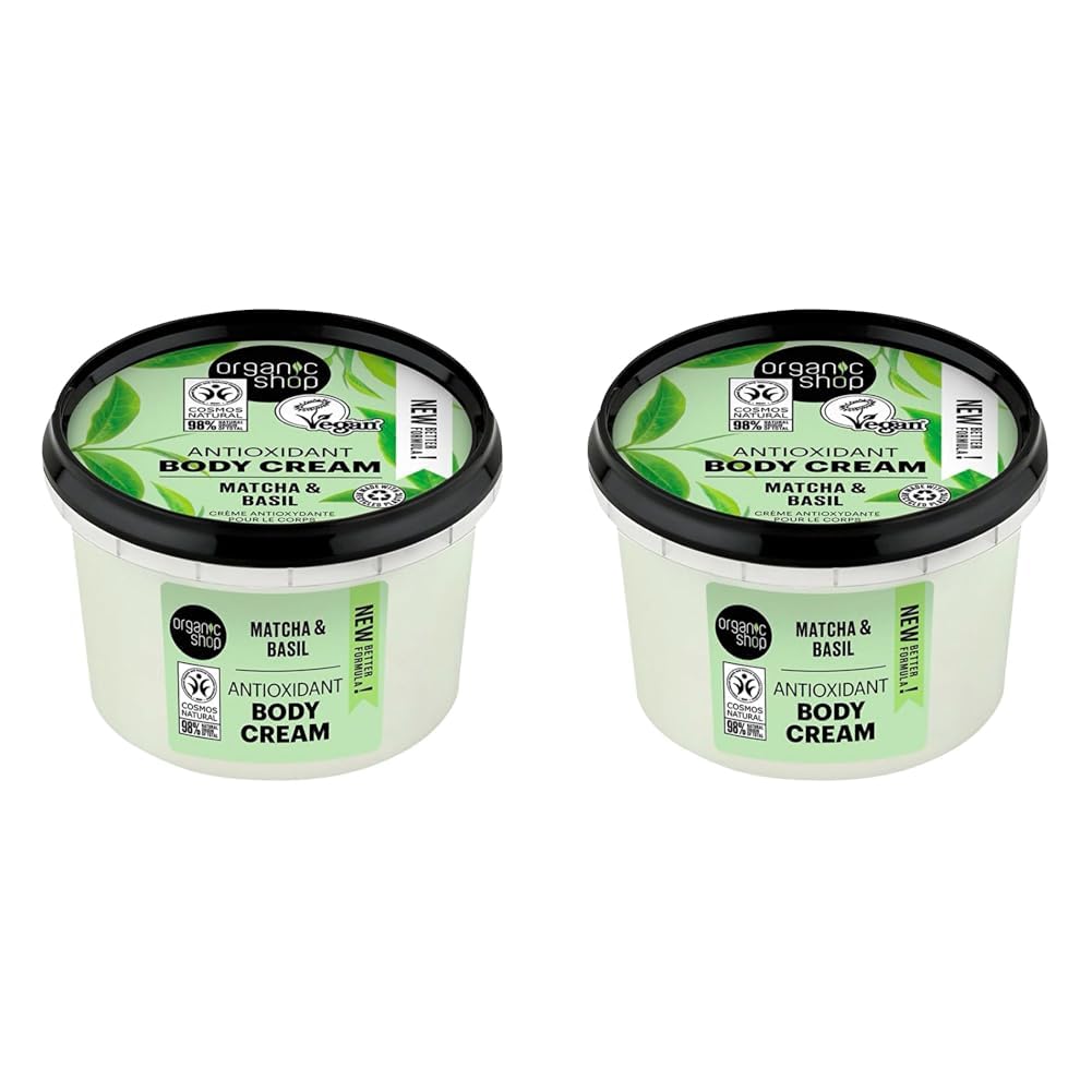 Organic Shop Antioxidant Body Cream Matcha and Basil (250ml) (Pack of 2)