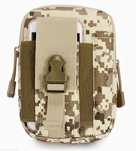 Lisirs Molle Pouch Compact EDC Utility Tactical Pouches Multipurpose Gadget Belt Pouch Waist Tool Bag with D Carabiner Digital Desert