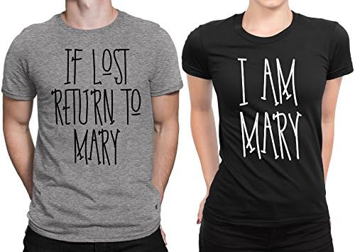 If Lost Return Mary - I am Mary Funny Couple Matching Honeymoon T-shirt Married Men Large / Women Medium | Deep Heather - Black