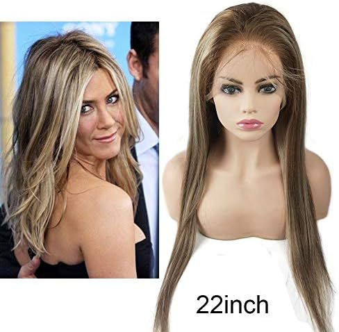 Mila 100% Real Human Hair Lace Front Wig Blonde Highlights with Ash Brown Color 18/613# Brazilian Virgin Hair Natural Preplucked Hairline with Baby Hair 10inch/25cm