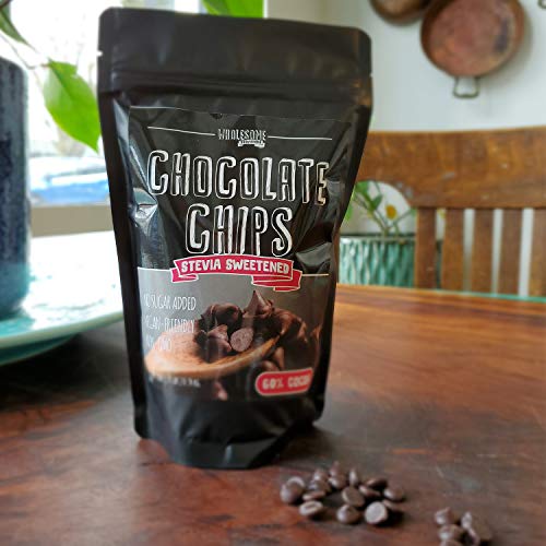 Sugar Free Chocolate Chips, Stevia Sweetened, 12 oz. Value Size, Non-GMO, Vegan, Keto, Low Carb, 60% Cocoa, All Natural, Baking Chips, Gluten Free, No Sugar Added