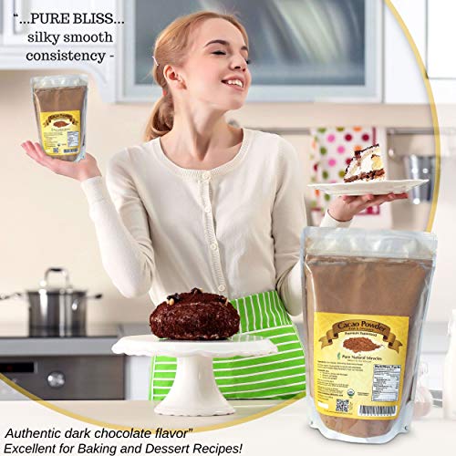 PURE NATURAL MIRACLES Cacao Powder Organic Raw, Unsweetened Cocoa, 2 lb
