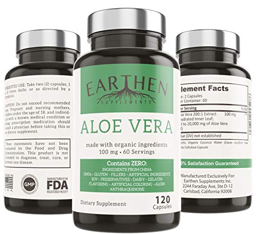 Organic Aloe Vera Supplement Equivalent to 20,000mg- RAW All Natural Non-GMO