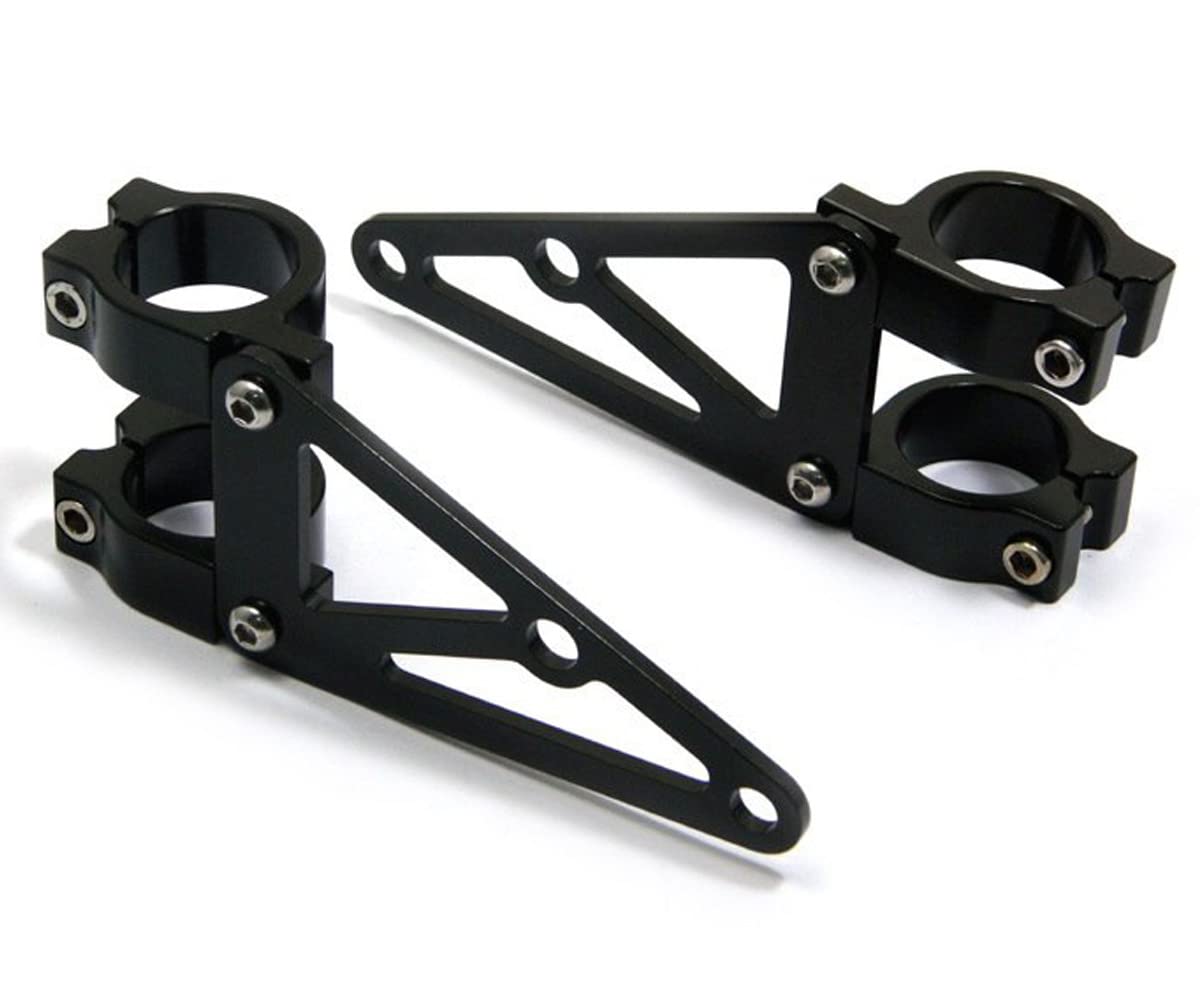 Alchemy Parts Pair of Black CNC Machined Headlight Brackets/Fork Clamps for Motorcycle Motorbike Trike (54-55mm)