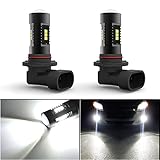 YITAMOTOR 2x White 9006 HB4 60W High Power LED Car Fog Lights Bulbs with Projection 1000LM, 6000k, 12v - 24v, Non-Polarity
