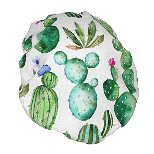 Watercolor Cactus Plant Luxury Shower Cap For Women Waterproof, Reusable Shower Cap For Women Peva Lining Oversized Design For All Hair Lengths 10.6 Ins In Diameter 2 Watercolor Cactus Plant Luxury Shower Cap For Women Waterproof, Reusable Shower Cap For Women Peva Lining Oversized Design For All Hair Lengths 10.6 Ins In Diameter