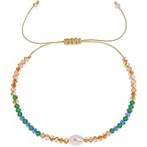 Agriajun Pearl Crystal Beaded Bracelets for Women, Trendy Boho Handmade Natural Stone Gemstone Beads Adjustable String Bracelet Healing Fashion Jewelry Gift.