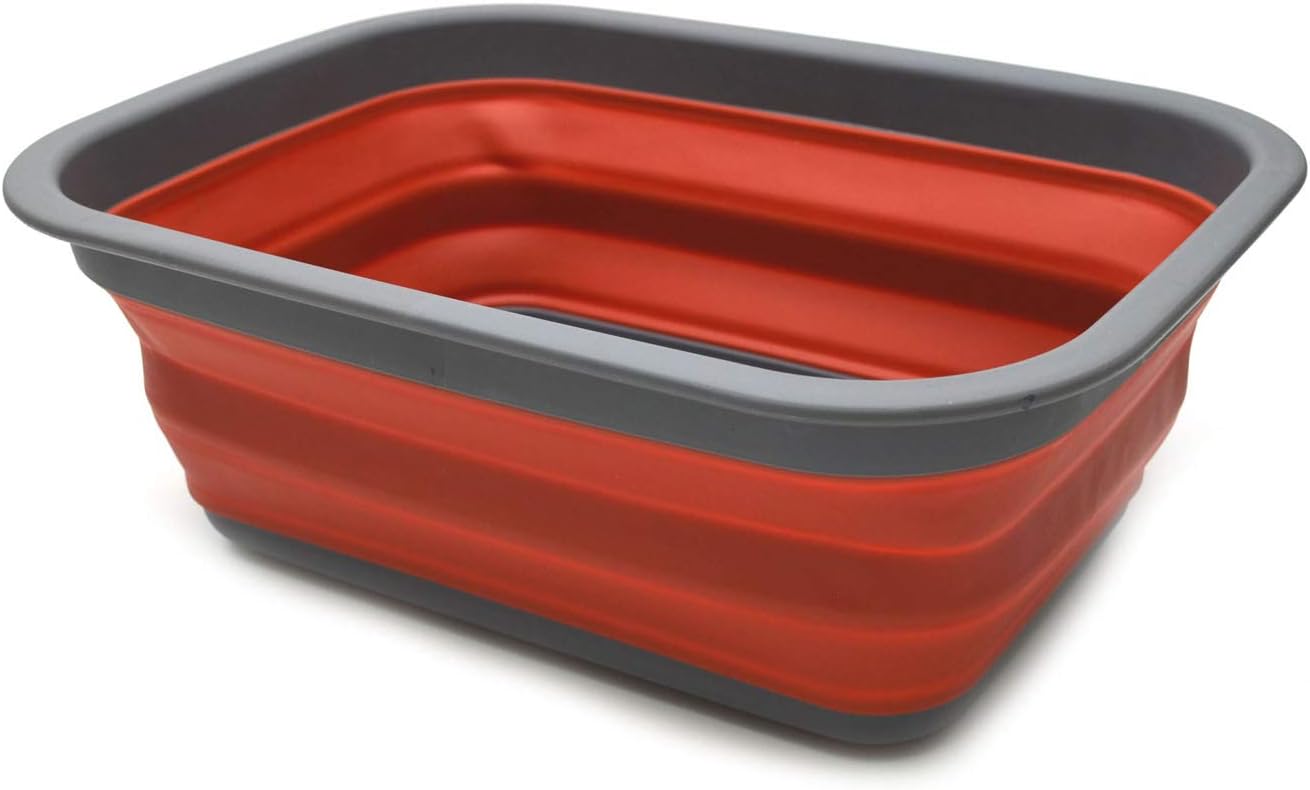 SAMMART 9.2L (2.37Gallon) Collapsible Tub - Portable Outdoor Picnic Basket/Crater - Foldable Shopping Bag - Space Saving Storage Container (M, Terracotta)