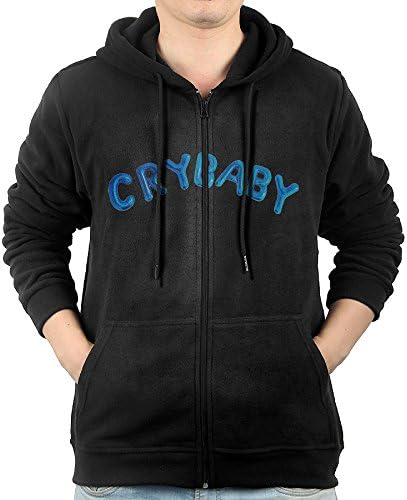 Men's Long Sleeve Zip Up Hoodie Sweatshirt With Pockets Crybaby Black