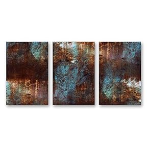 Canvas Wall Art Abstract Iron Rusty Painting Artwork for Home Prints Framed - 16"x24" x 3 Panels