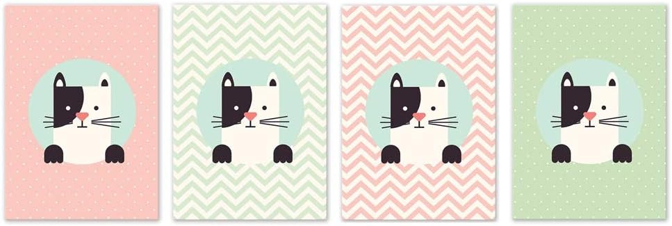 Dmmw Home Wandbilder Rahmenlose Cartoon Katzchen Muster Gemalde