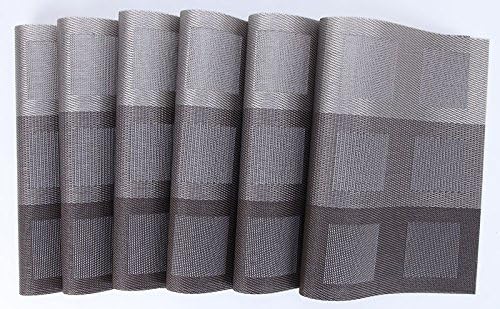 EUTTEUM Set of 6 pcs Placemats PVC Dining Room Table Mat Heat Insulation Kitchen/ Dining