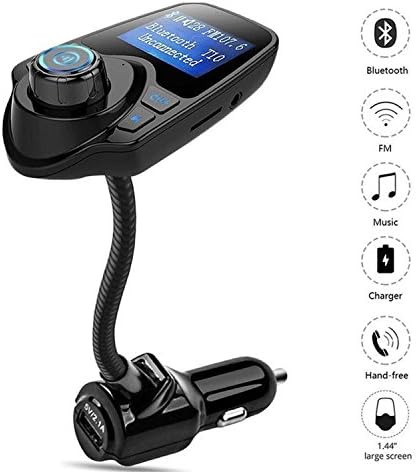 HapiSimi Bluetooth FM Transmitter (T10 model), Car FM Transmitter Radio Adapter Car kit, 5v/2.1A USB Car Charger, 3.5mm Audio Cable, Built-in Microphone Handsfree Calls