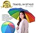 Inverted Rainbow Umbrella - Reverse Folding Non-Drip Design - Compact Travel Umbrella - Large Umbrella with Rainbow Canopy