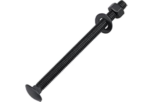 EASTLO 1/2-13 x 6 (4 Sets) Carriage Bolts Black, 304 (18/8) Stainless Steel Carriage Screws with Hex Nuts and Flat Washers, Square Neck Round Dome Head, Coarse Thread