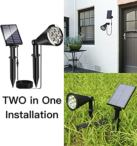 MEIHONG Solar Spot Light Outdoor, Waterproof Solar LED Landscape Lights Dusk to Dawn, 2-in-1 Solar Spotlight Solar Powered Accent Lights for Garden Porch Walkway Patio (1 Pack)