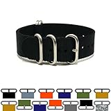 PerFit ZULU4 Ballistic Nylon Watch Strap + Spring Bars, Field Ready/Fashion Forward,, Choose Color/Size(18mm,20mm,22mm,24mm,26mm), Brigade Black, 22mm
