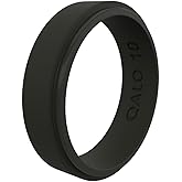 QALO Men & Women's Rubber Silicone Ring, Narrow Polished Step Edge Rubber Wedding Band, Breathable, Durable Unisex Engagement Silicone Ring, Multi Colors