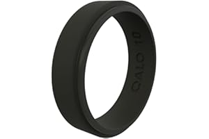 QALO Men & Women's Rubber Silicone Ring, Narrow Polished Step Edge Rubber Wedding Band, Breathable, Durable Unisex Engagement Silicone Ring, Multi Colors