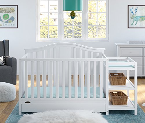 Graco Solano 4-in-1 Convertible Crib and Changer with Drawer, White