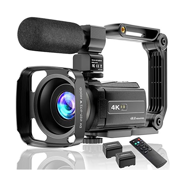 Aabeloy 4K Videokamera Camcorder UHD 48MP Wi-Fi IR Nachtsicht 16X Digital Zoom Recorder 3,0" IPS Touchscreen Vlog Kamera für YouTube mit Mikrofon Handstabilisator Gegenlichtblende, 2 Batterien