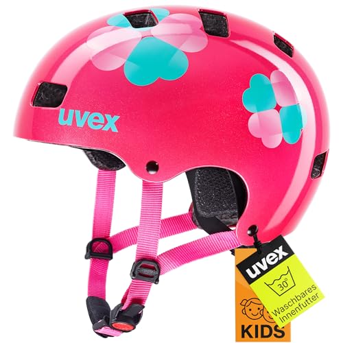 uvex Kid 3 Kinderfahrradhelm, pink Flower, 51-55 cm
