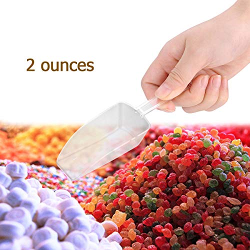 Angooni Clear Plastic Kitchen Scoops Wedding Candy Dessert Buffet Scoops, Coffee, Tea, 12 Pack Small 2 OZ. Candy Scoops
