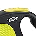 FLEXI New Neon Tape Retractable Dog Leashes for Medium Dogs Upto 55 lbs. – 16 ft., Neon Yellow/Black | Tangle Free Pet Walking Leash with One-Handed Brake, Pause, Lock|German Quality Product